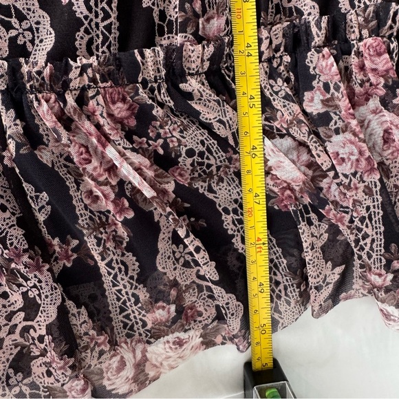 Maxi halter dress Small smocking pleats floral black&Pink-Japanese 0918 - Picture 11 of 13